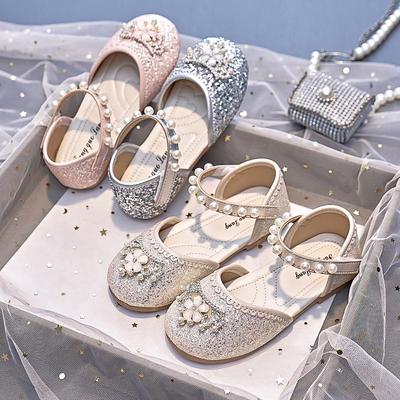 Sapatos de Princesa de Cristal de Verão para Meninas 2025 com Lantejoulas e Pérolas - Perfeitos para Vestidos de Festa