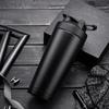 Edelstahl Shakerflasche mit Skala - Protein-, Fitness- & Sportwasserflasche zum Mischen von Enzymgetränken & Mahlzeitenersatz