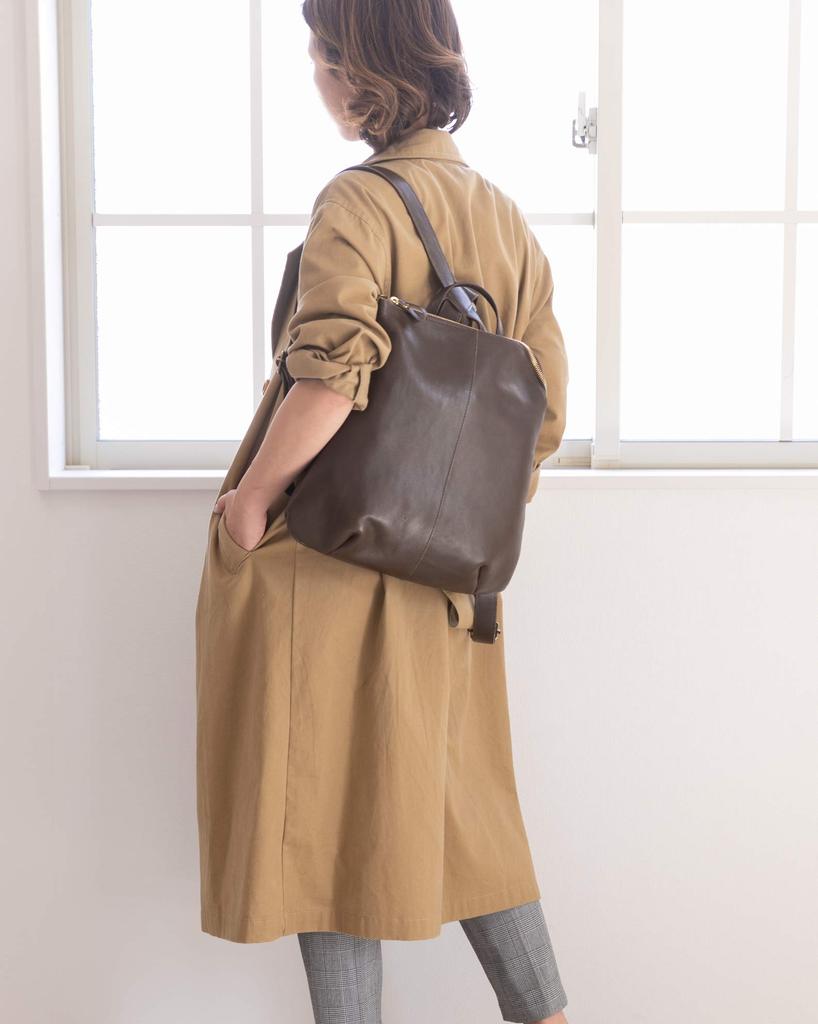 BAG since Imai Bag GENOVA Cowhide Mini Backpack Genuine Leather Made in Japan Zipper Rucksack Stylish Girls Women [IMAI 1977] L-shaped (2670