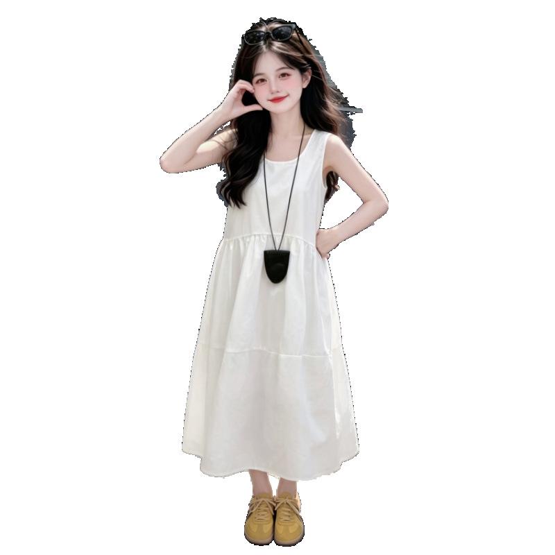 2026 Girls' Stylish White Summer Tank Dress