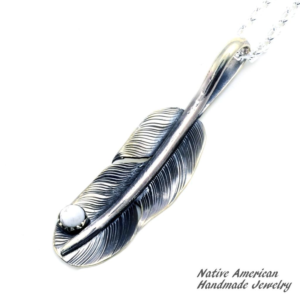 [STERLING SILVER 925] Feather Silver Necklace Pendant Chain AMTHANE-007