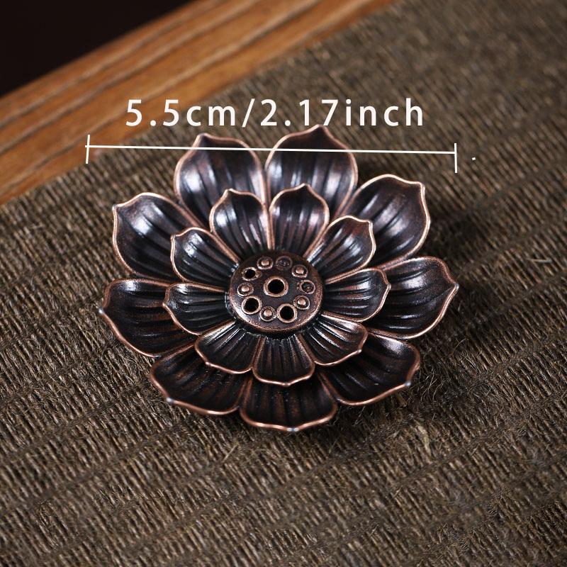 1PC Gold Incense Burner Stick Holder Buddhism Lotus Line Incense Plate Base Temples 7