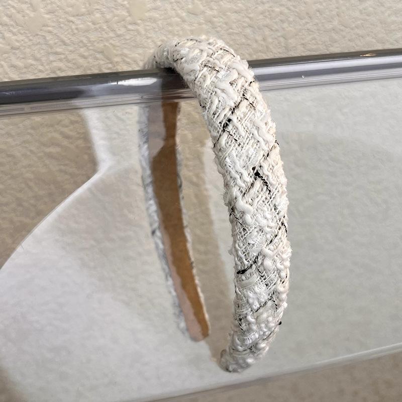 Retro New Lattice Tweed Headbands for Women Temperament Hair Bands Solid Sponge Hair Hoop Autumn Winter Fashion Hair Accessories