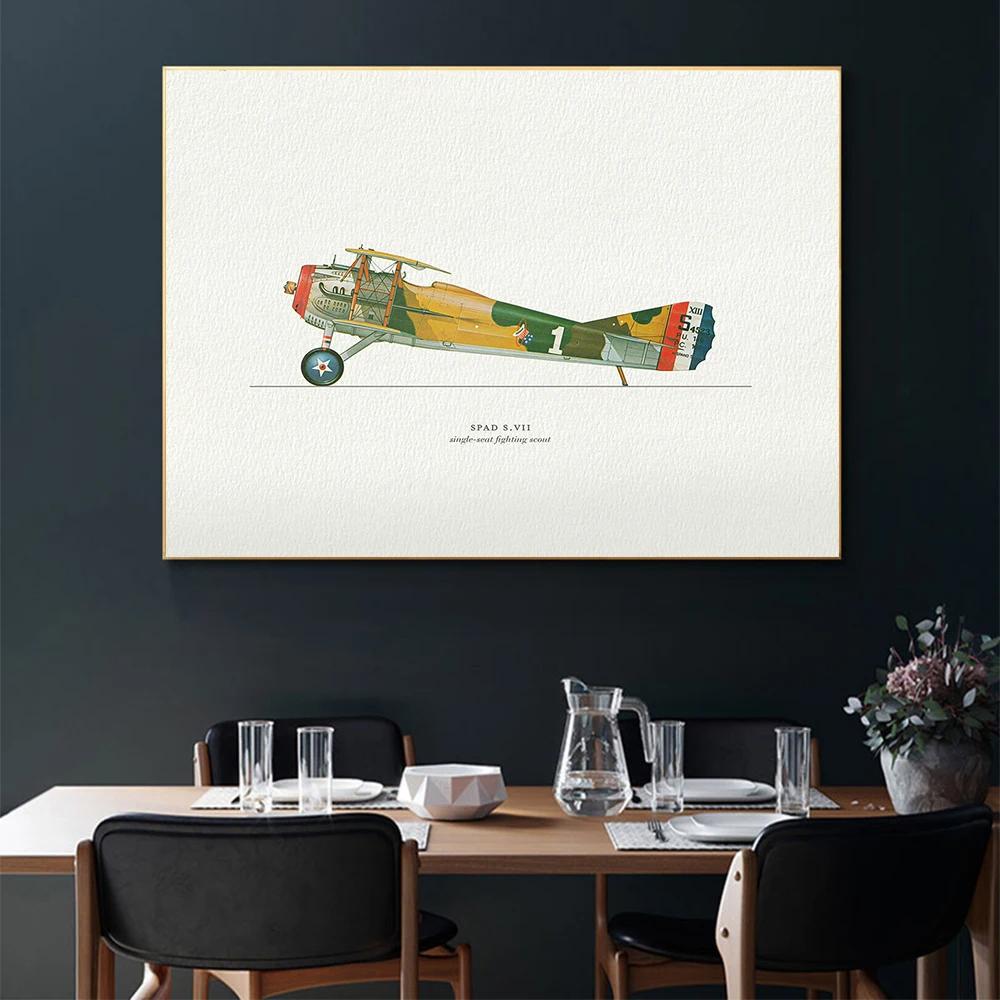 Vintage Plane Collection Poster Airplane Lover Gift Wall Art Aviation Pilot Aircraft Print Boys Kids Playroom Nursery Decoration