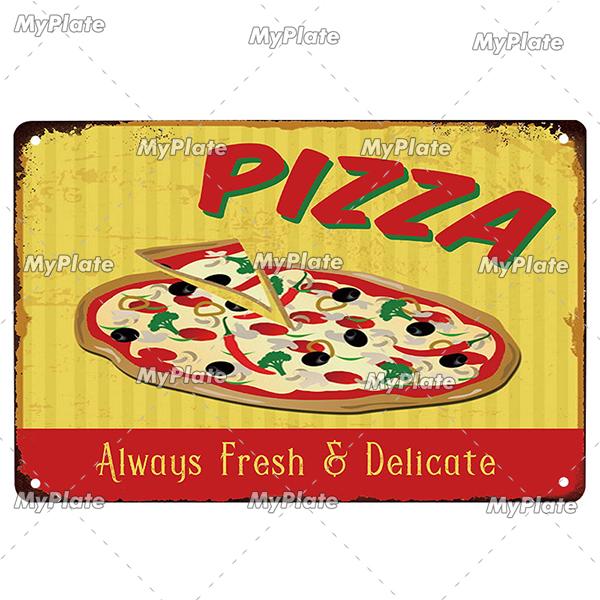 I Love Pizza Metal Poster Tin Sign Vintage Metal Sign Plate For Bar Pub Wall Decor Plaques Kitchen Wall Sign Bar Decor Poster