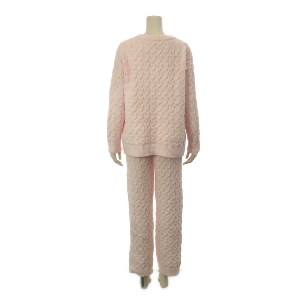 Room Cute Top and Bottom 2 Piece Chewy Marshmallow Cable Knit Body One Size Fits Most [RAVIR] Women's Wear, Winter, Fluffy, Pajamas, Set, Set, Color,