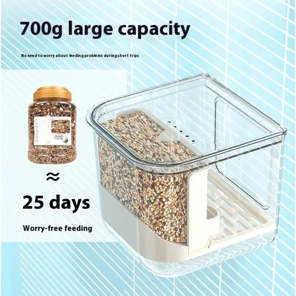 Transparent Bird Automatic Feeder Large Capacity Splash Proof Automatic Feeding Device Detachable Double Slot