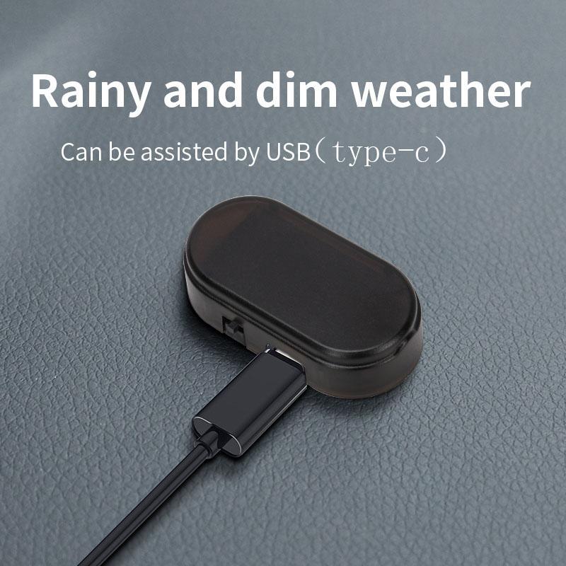 1pc Car Fake Security Light Solar Powered Simulated Dummy Alarm Wireless Warning Anti-Theft Caution Lamp LED Flashing Lights Dome Lights 6