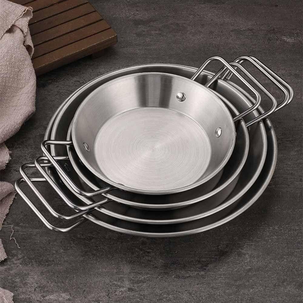 Nonstick Surface Frying Pan Flat Bottom Stainless Steel Pan Heavy Duty Snack Plate  Home Kitchen
