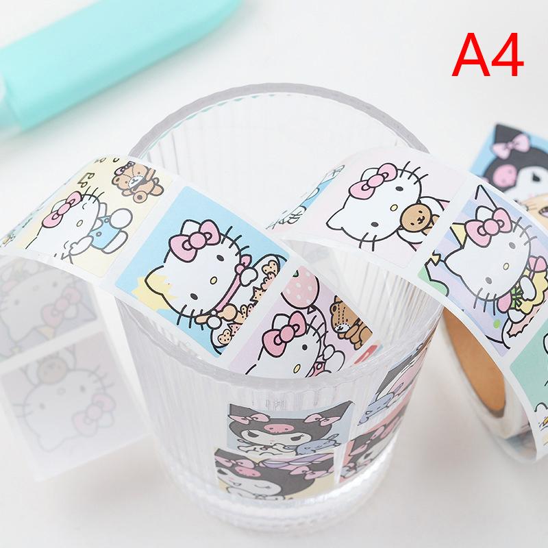 

1 Roll Sanrio Sticker Kuromi Hello Kitty Kids Reward Stickers Sealing Tape Gift Decoration Decals Toys