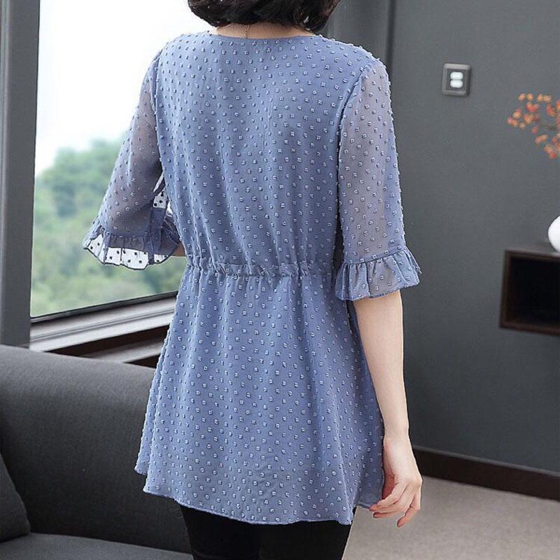 Summer Women's Plus Size Loose Tunic Chiffon Shirt Sleeve Top Blouse