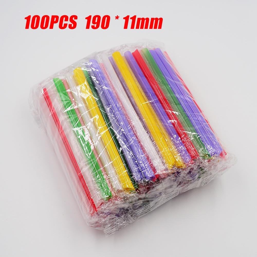 100pcs 190x11mm Big Milkshake Straws Bubble Boba Milk Tea Plastic Thick Straws Smoothie Cold Drinking Drinkware Bar Accessories