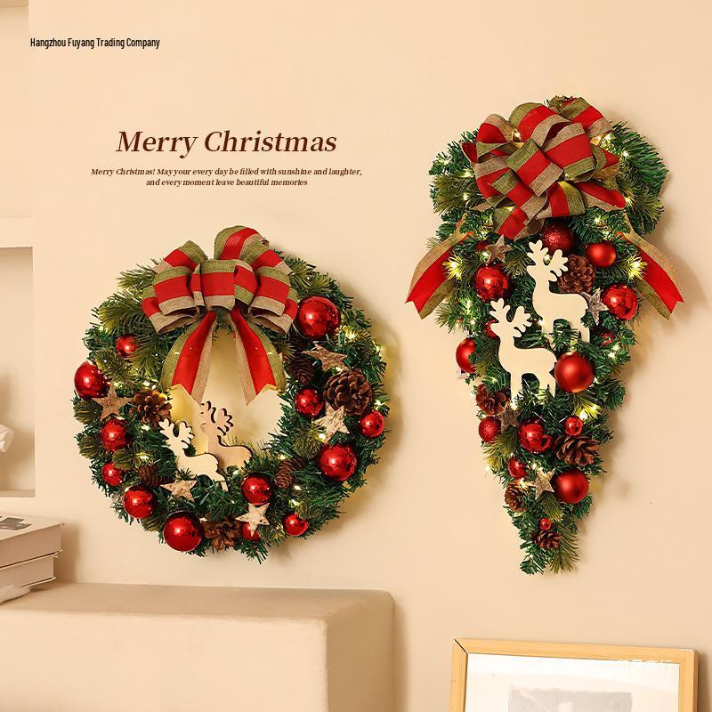Christmas Rattan Wreath Ornament: Upside Down Door & Wall Hanging for Festive Decor & Photography