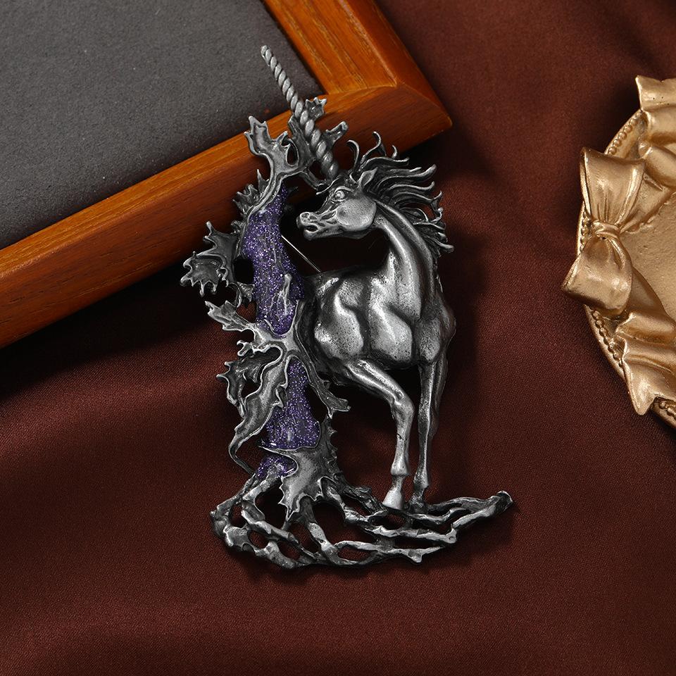 

Креативная винтажная брошь в виде единорога для мужского и женского пиджака, булавка в виде лошади, аксессуары