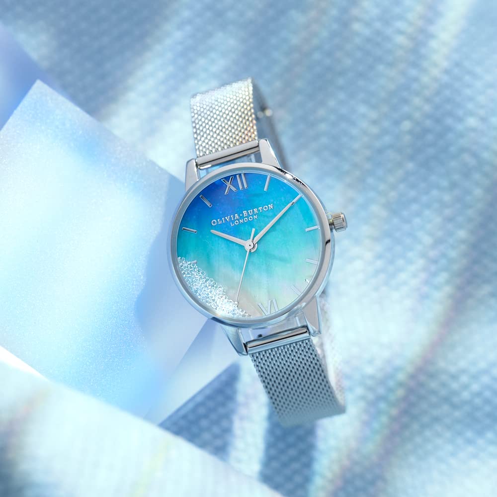 Authorized Distributor [OLIVIA BURTON] Olivia Burton Watch Ladies OB16US63 Under the Sea Midi Wishing Waves Blue Mother of Pearl & Silver Mesh