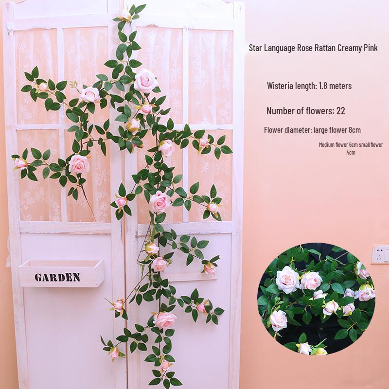 Silk Rose Vine Artificial Flower Chain for Living Room Decor