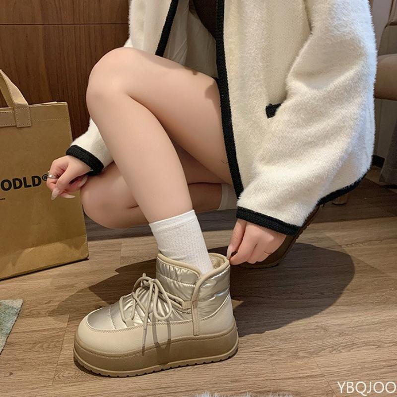 

Большого размера зимние модные хлопковые утепленные толстые ботинки до щиколотки для улицы, для тепла и универсальные женские сноубутсы 35 хаки