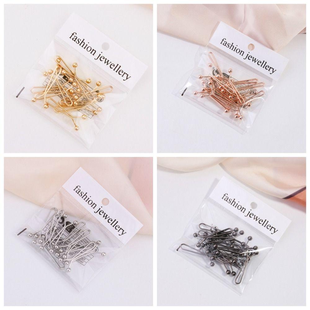 12pcs/lot Round Ball Multicolor Hijab Clips Electroplating U Scarf Clips Cute   Lady