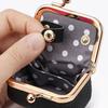 Solid Color Kiss Lock Coin Purse Genuine Leather Small Item Bag Leather Jewelry Bag  Earrings