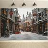 1Pcs Christmas Snowy Townscape Lit Street Scene Decoration Background Xmas Backdrop Decorations For Photo Studio Booth Party