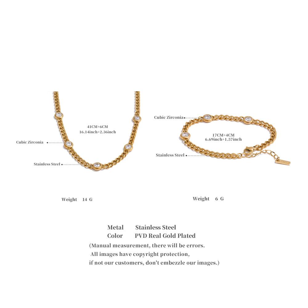 Yhpup High Quality Stainless Steel Cubic Zirconia Chain Bracelet Bangle Temperament Popular Arrivals Wrist Golden Jewelry