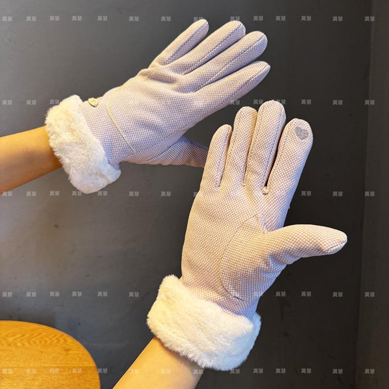 Gloves Women 2025 Velvet Outdoor Electric Vehicle Rough Edge Cold, Frost and Warm