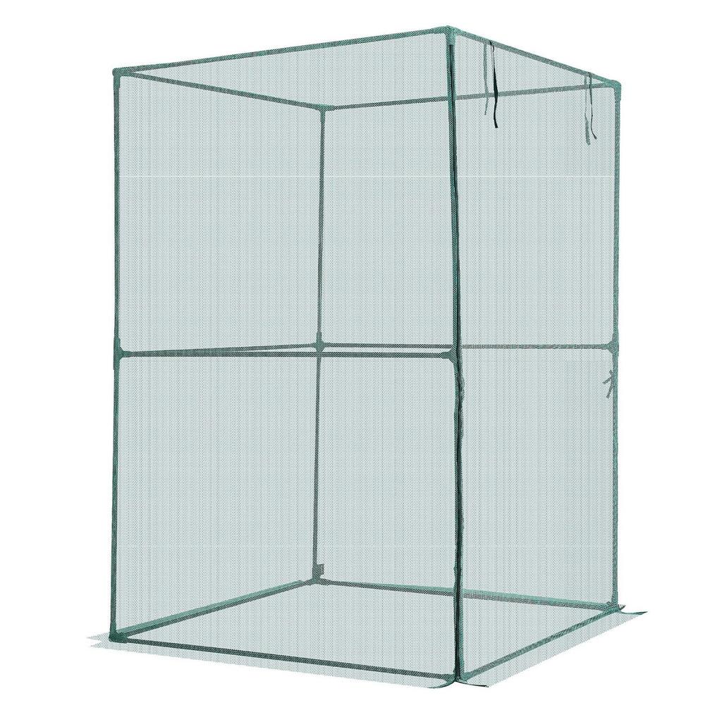 Crop Cage, 1.2 X 1.2 X 1.8 M Plant Protection Tent with Zippered Door, Wind-Resistant Tall Crop Cage, Easy To Install, Outdoor Raised Bed Cover,