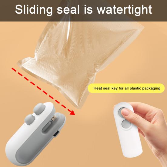 1 sett Bag Sealer Oppladbar Mini Forseglingsmaskin med Cutter Mini Heat Sealer for Chip Snacks Kjeks Bag