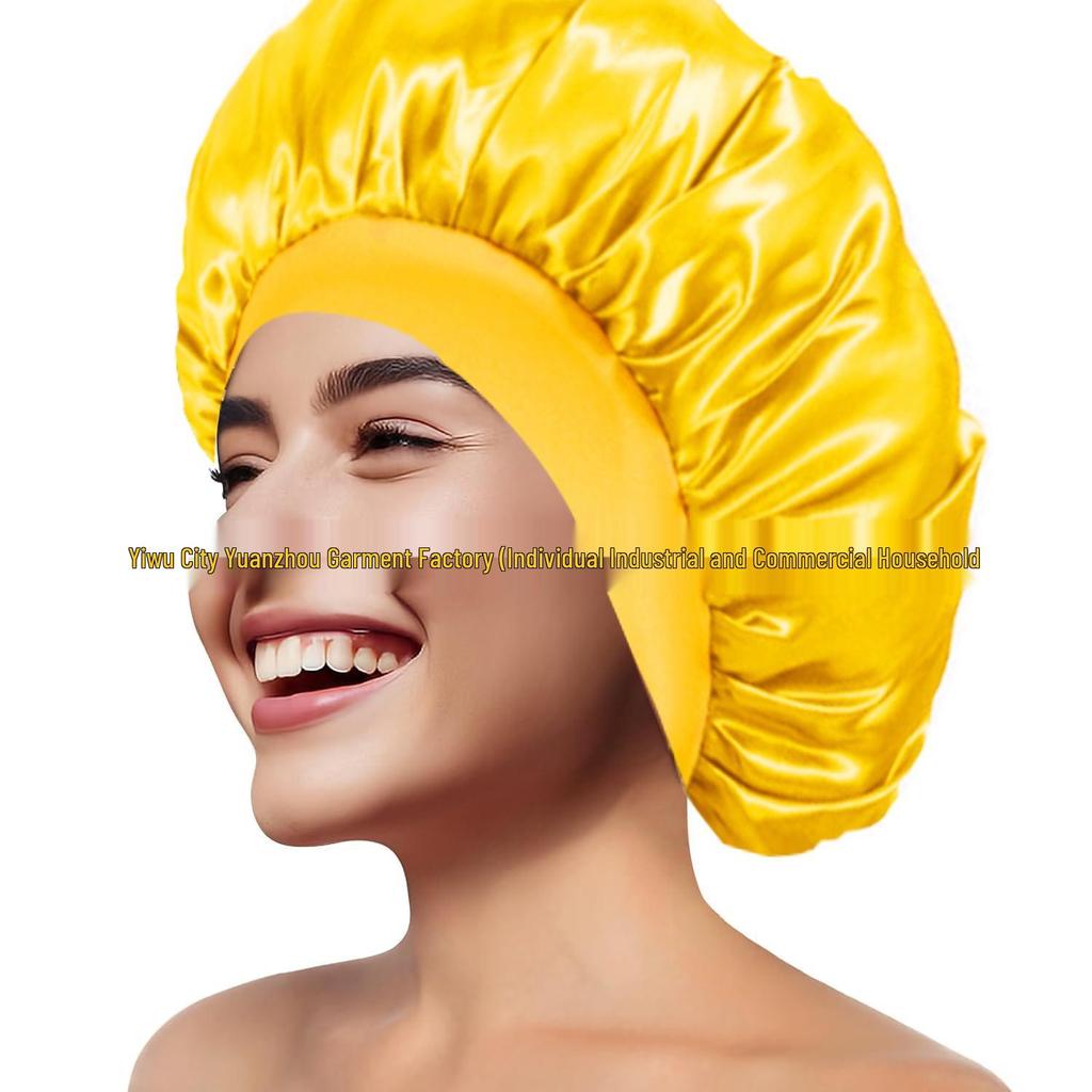 Women's Wide Brim Satin Sleep Cap – High Elasticity Hair Care Beauty Hat