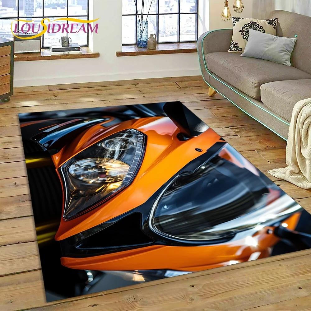 Motocross Modern retro Motorcycle Rug Carpet for Living Room Bedroom Home Decor,Floor Mat Non-slip Decoration for Sofa Doormat