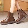 Women Winter New Leather Big Size Ankle Snow Boots Thick Sole Non Slip Thicken Plush Keep Warm High Top Flat sole Cotton Boots
