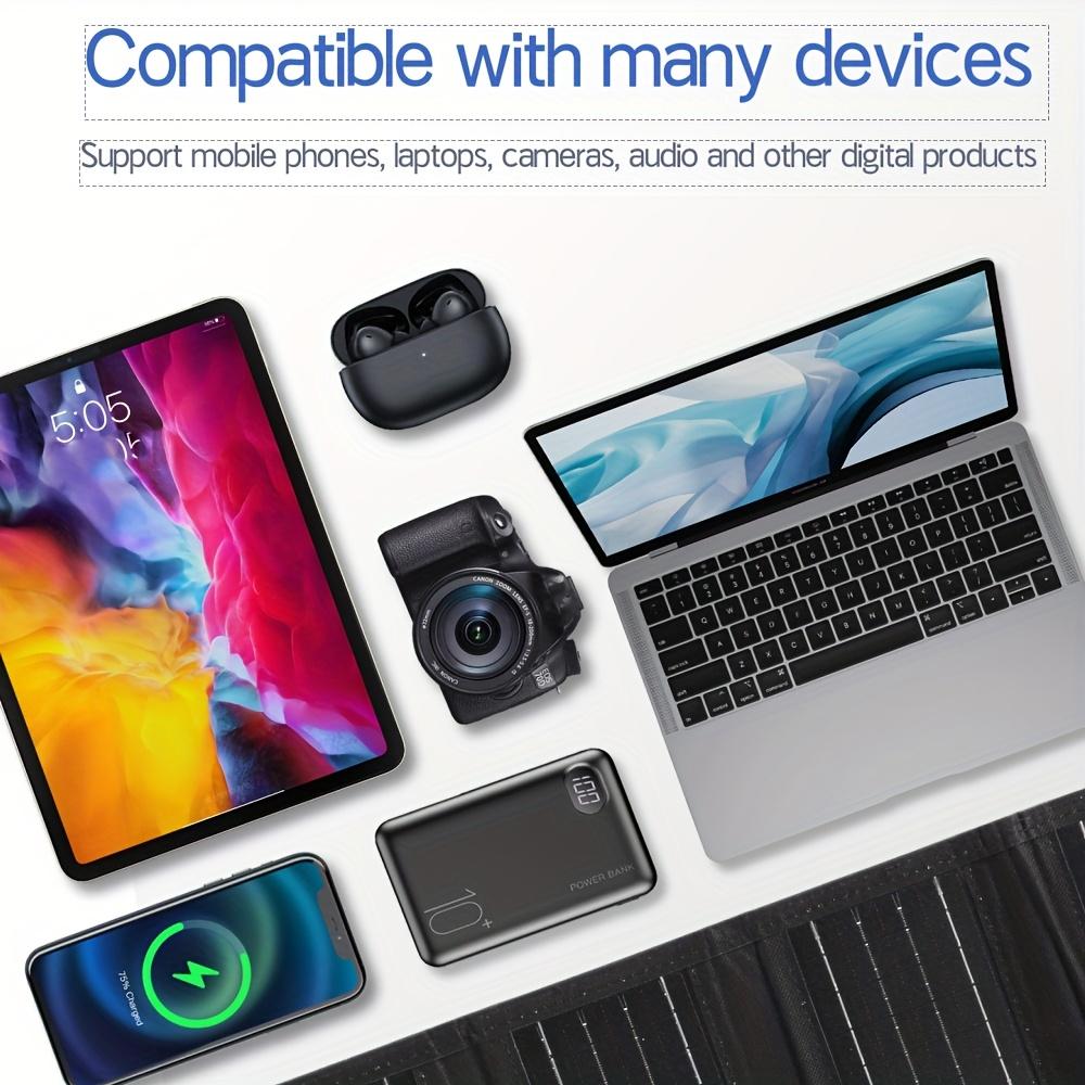 Cargador de panel solar plegable de 60W con alta tasa de conversión, adecuado para teléfonos móviles, iPhones, iPads, ordenadores portátiles, camping y viajes en autocaravana.