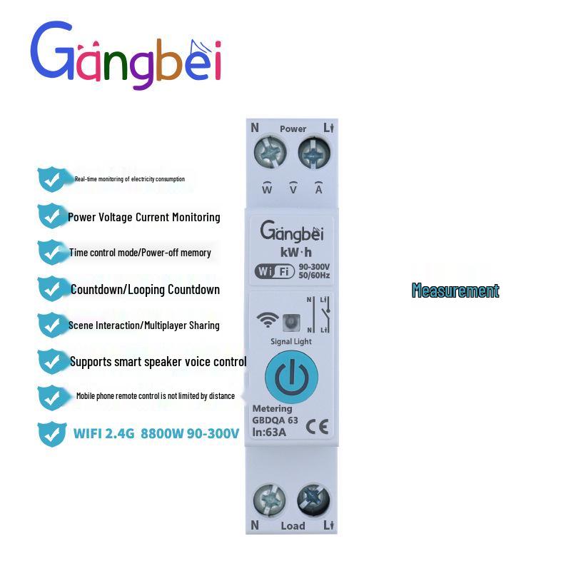 Smart 63A 1P WiFi Circuit Breaker with Wireless Remote Control for Smart Home