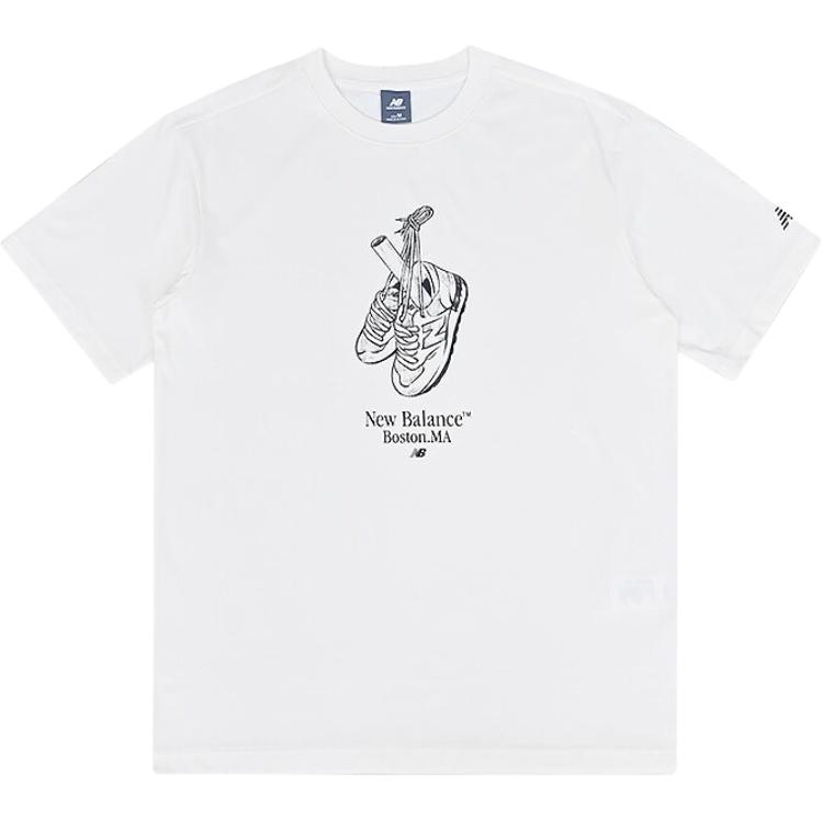 New Balance T Shirts Men s White Crew Neck Moderate MT61I6RT-CIC XS