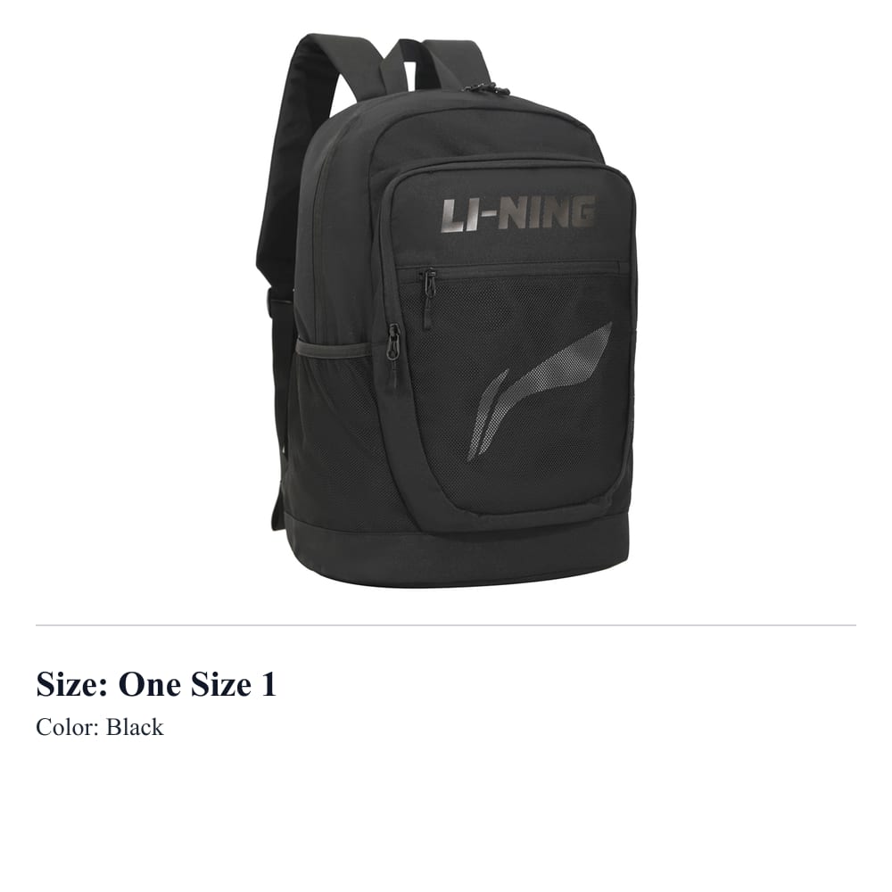 Li Ning Polyester Backpack Regular Unisex Black YBSU033-1
