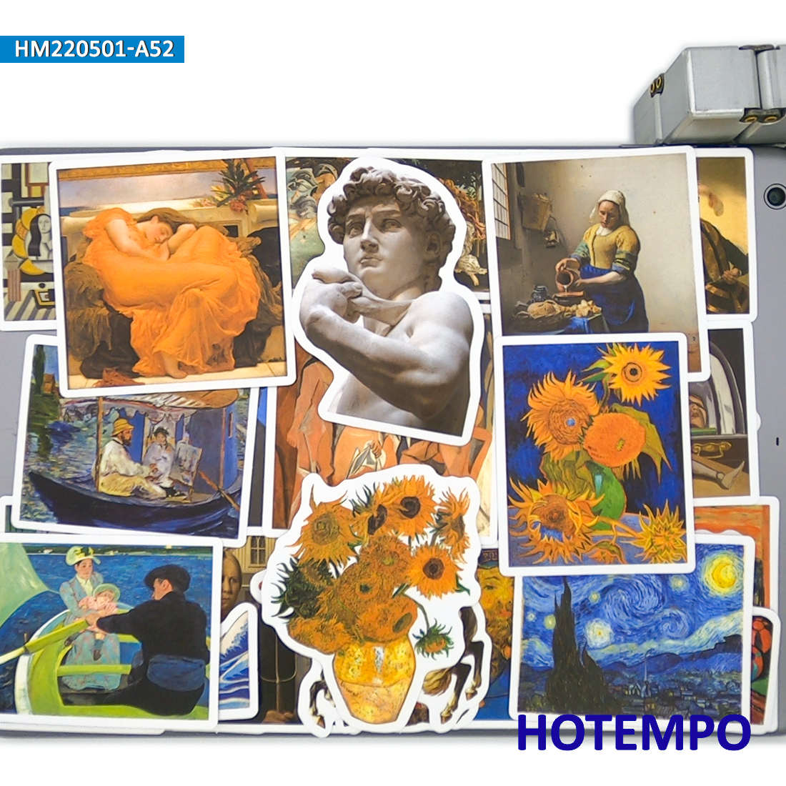 50 stuks Olieverfstijl Kunstpatroon Kunstenaar Van Gogh Stickers Voor Laptop Telefoon Gitaar Koffer Notitieboekjes Motorfiets Auto Sticker