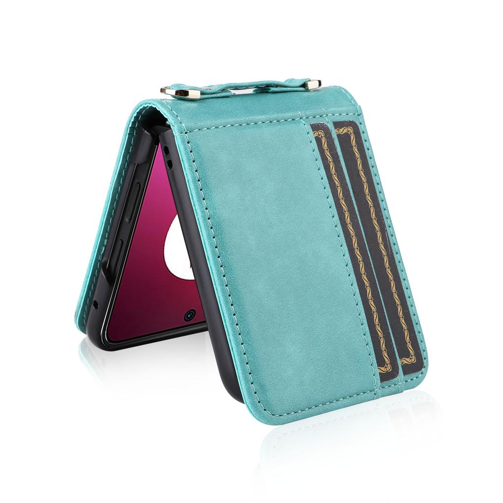 For Motorola Razr 40 Ultra 5G Hard PC+PU Leather Cover One-piece Design Card Slots Phone Case with Lanyard