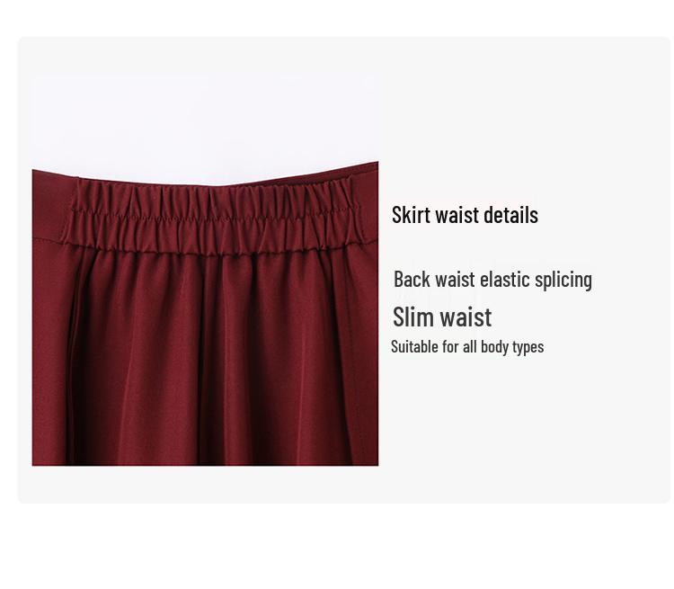 Red Elegant Women's Suit Set: Chic Waist-Slimming Shirt & Midi Skirt for Spring/Autumn 2025.