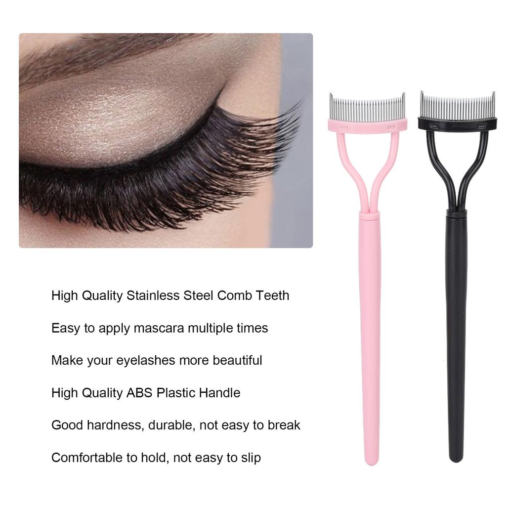 Séparateur de cils Dents en acier inoxydable Portable Pinceau cosmétique Définisseur de cils Mascara avec couvercle peigne 4 pièces