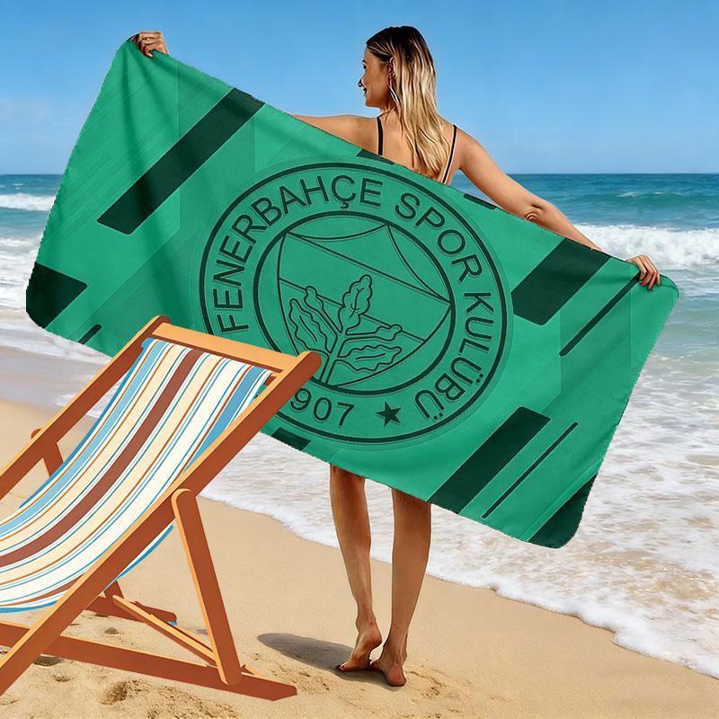 Fenerbahce Print Strandtuch, Großes Weiches Schnelltrocknendes Handtuch für Strand Camping Schwimmen
