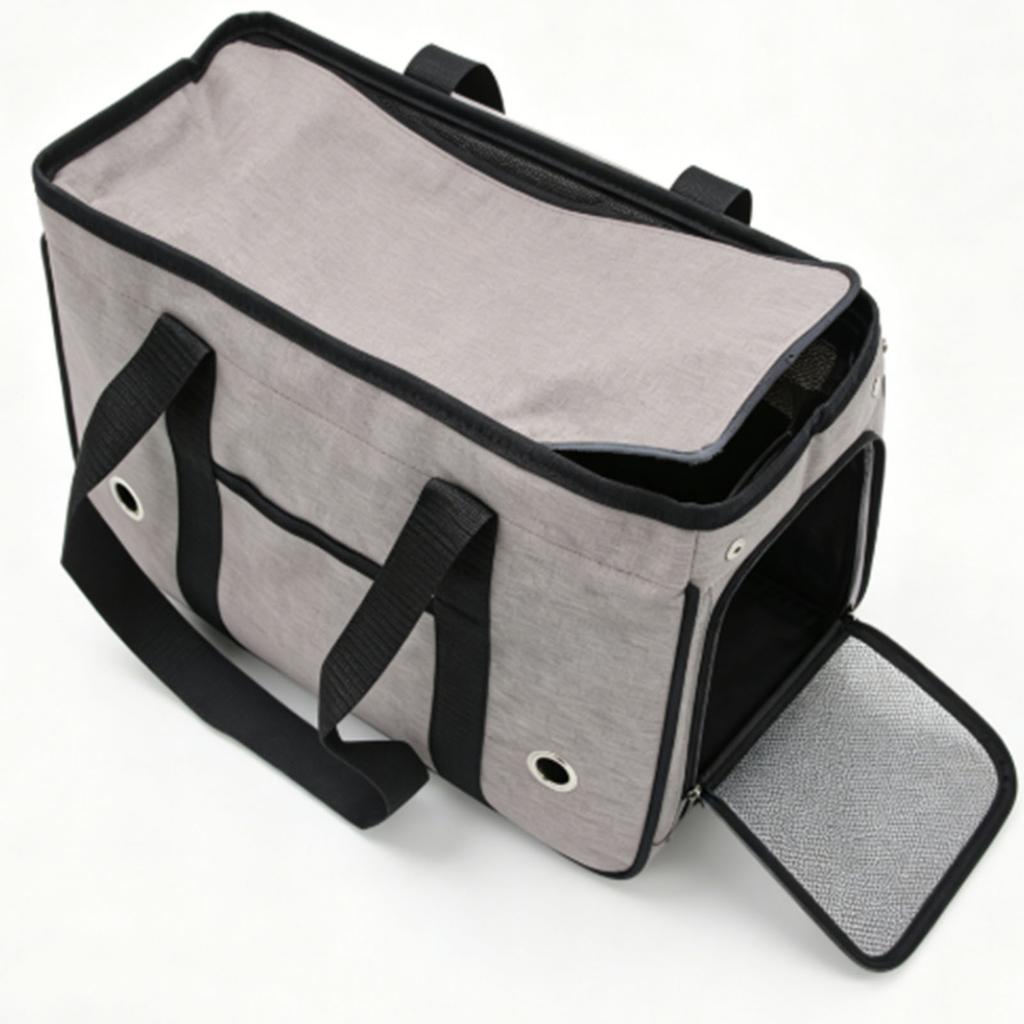 Pet Purse Carrier for Small Dogs Rabbit Cat Outdoor Soft Breathable Safe Portable Cat Bag Gray Double Roller M Within