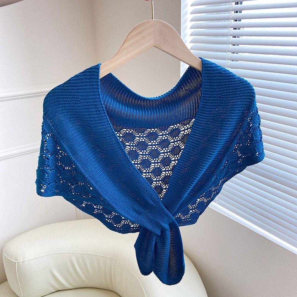

Weave Knot Scarves Cross Blouse Shoulder Fake Collar Elegant Knitted Hollow Shawl Travel