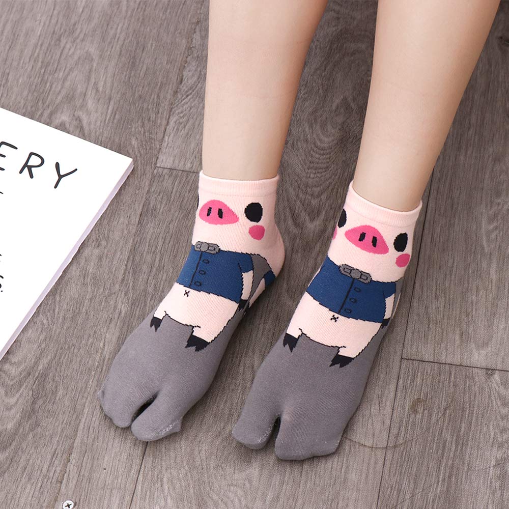 Students Cotton Split Toe Female Flip-flops Socks Low Tube Socks Geta Socks Pig Socks Two Toe Socks