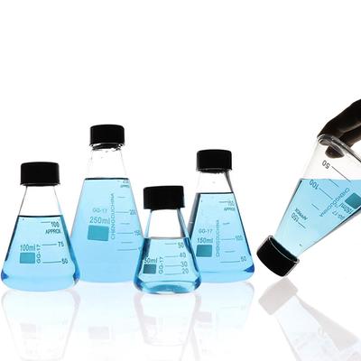 Glas 50-250ml Konisk Erlenmeyerkolv Smal Hals Skruvlock Kolv Laborglas