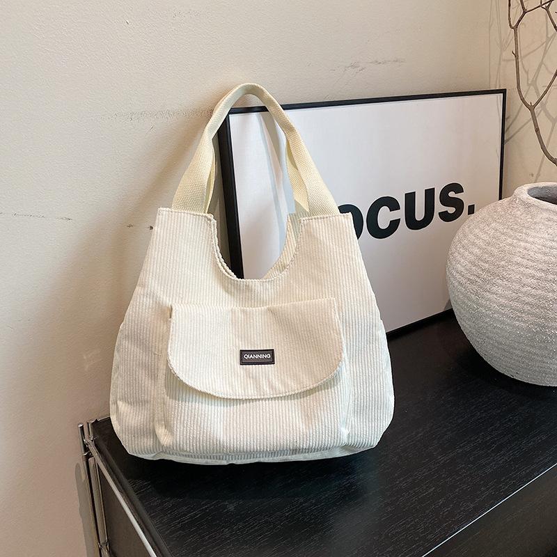 Women's bag Corduroy large-capacity bag Women's autumn fashion tote bag Student class versatile shoulder bag