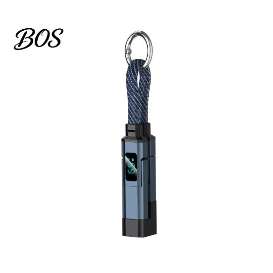 USB-A To USB-C Charger 65W 4 in 1 Keychain Cable, Fast Charging Data Cable LED Display with Display, 8-Pin/Type-C/USB-A/USB-C, Portable Keyring