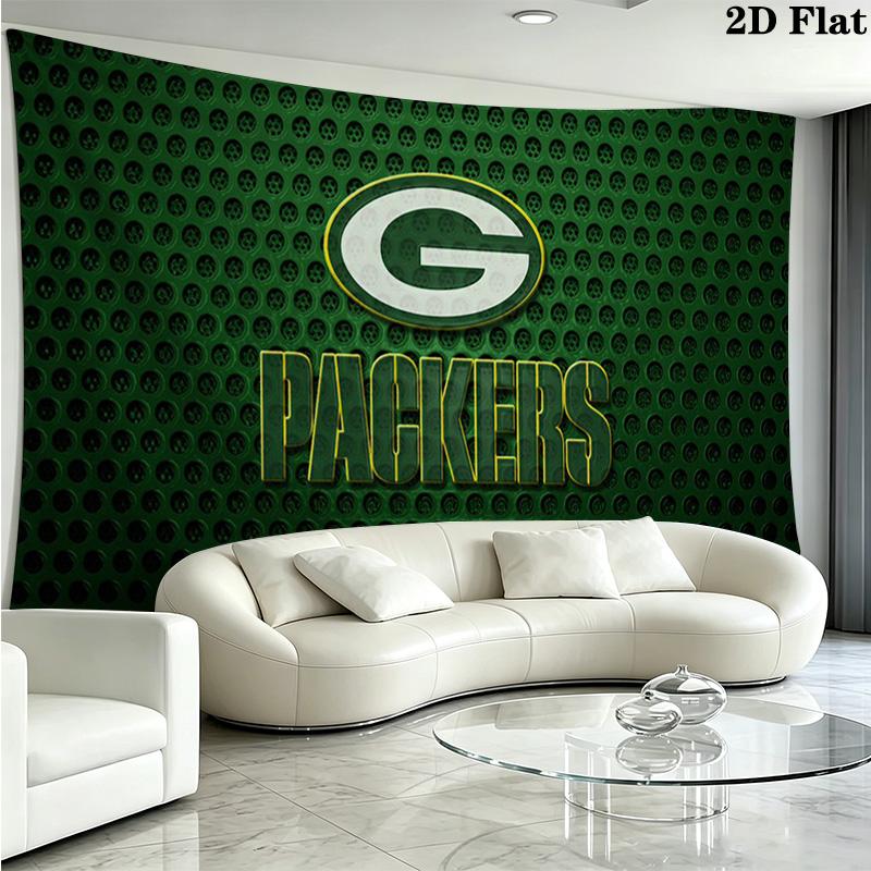 Green Bay Packers Logo Wall Tapestry Aesthetic Wall Hanging Printed Fabric Blanket Decorative Tapestries for Bedroom Living Room Home Decor