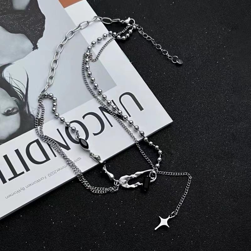 Titanium steel pin necklace men's new ins trendy personality design hip hop versatile accessories