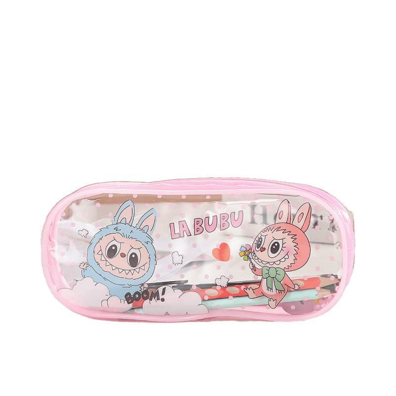 Cartoon Three-dimensional Pencil Case, Student High-value Large-capacity Stationery Storage Bag, Transparent Wind Pencil Case