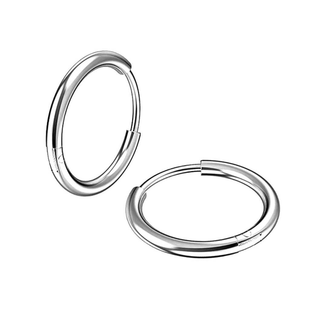 Colorfast Titanium Steel Circle Hoop Earrings for Women - Geometric Design